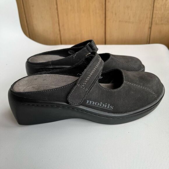 Mephisto Mobils Ergonomic Black Leather/Nubuck Fabienne Mary Jane Mules - 6.5/7 - Picture 2 of 12